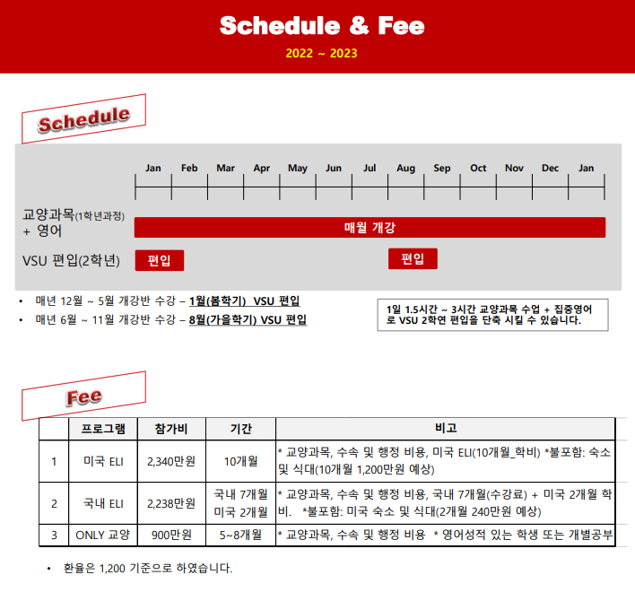 미국 주립대학 편입 스케줄