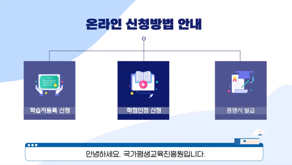 학점은행제 학점인정신청 중 온/오프라인 수업